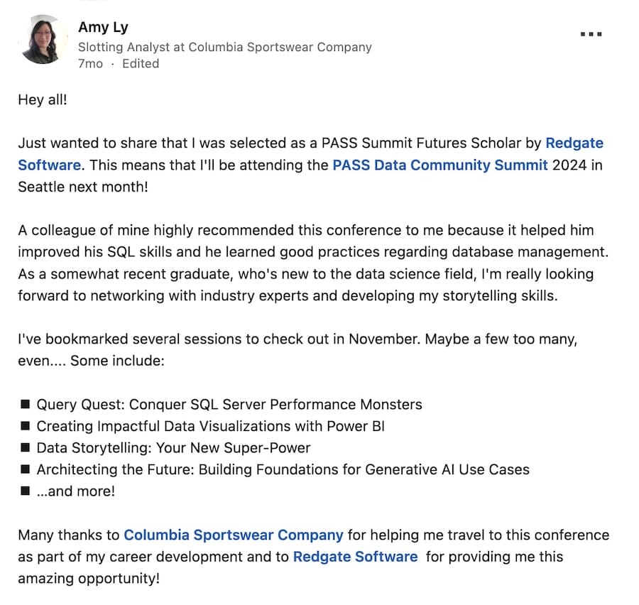 Scholar testimonial