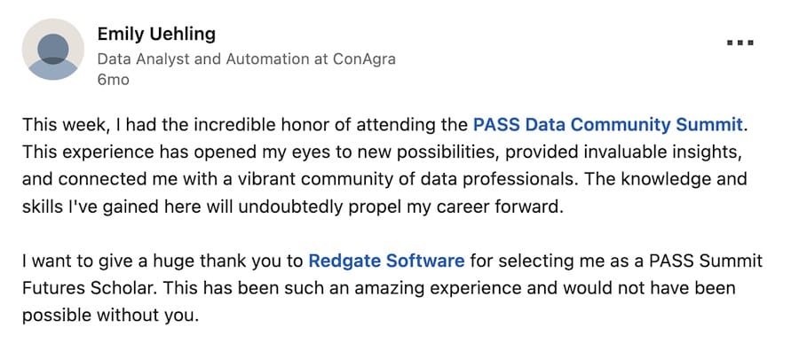 Scholar testimonial